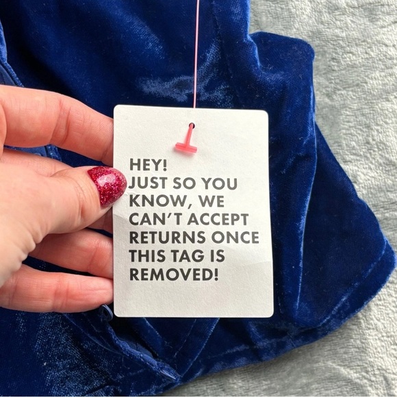 NWT ASOS Design Dress Women’s 00 Velvet Mini V Back Posh Baddie Luxe Royal Blue - Picture 11 of 16